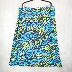 CSC Studio Blue Animal Print Flare Boho Summer Feminine Stretch Skirt‎ Plus 3X